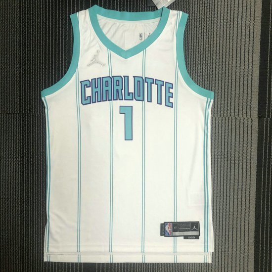 Maillot de Basket #1 Ball Charlotte Hornets Blanc ave diamond logo